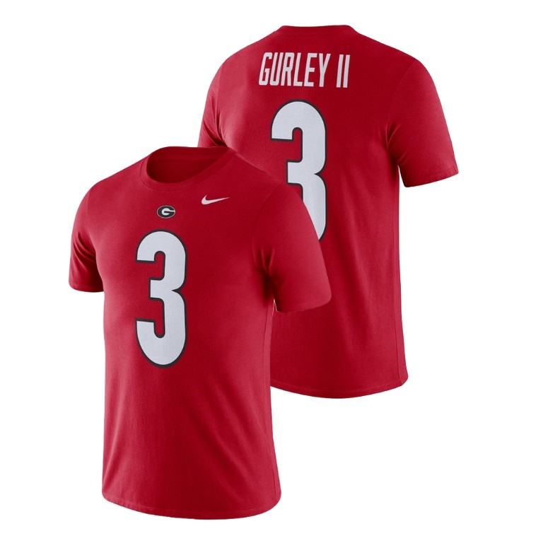 Georgia Bulldogs Men's NCAA Todd Gurley II #3 Red Name & Number Nike Performance College Football T-Shirt CGK6649EJ